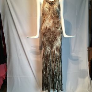 snake print full length dress with rag hem